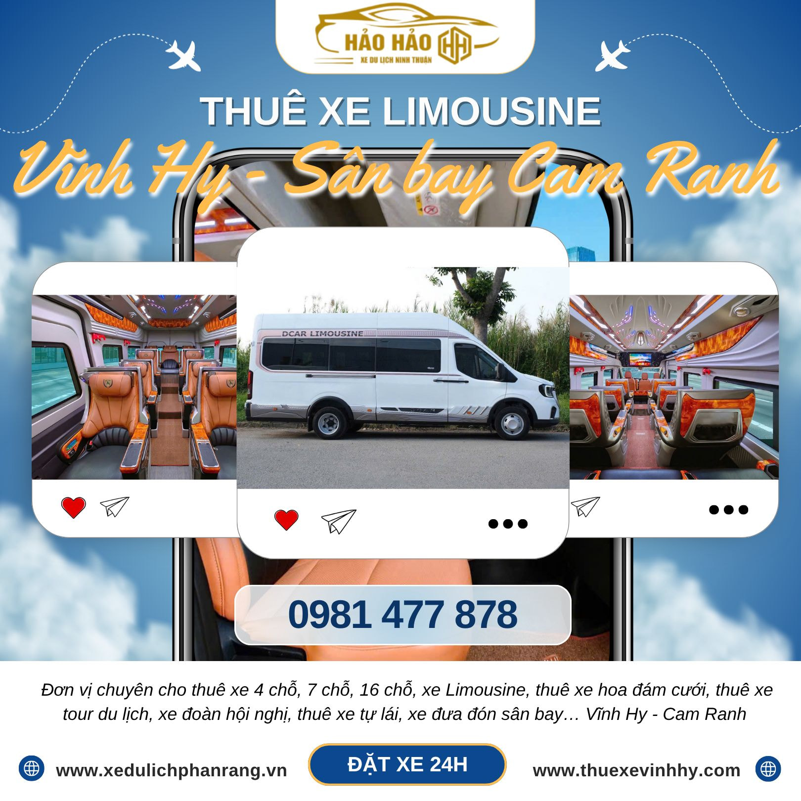 xe du lịch VĨnh Hy xe limousine Vĩnh Hy đi sân bay cam ranh